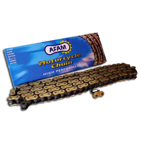Chaine de transmition AFAM 520 MX4-G Or attache type semi-pressée Chaine de transmition AFAM 520 MX4-G Or attache type semi-pressée