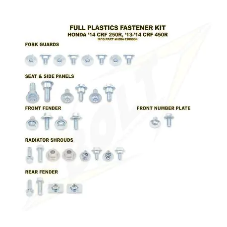 Kit vis complet de plastiques Bolt Honda CRF450 13-16