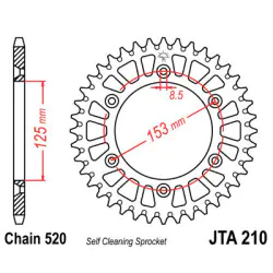 Couronne JT alu type 210 pas 520 51 dents HONDA CR-125 98-99