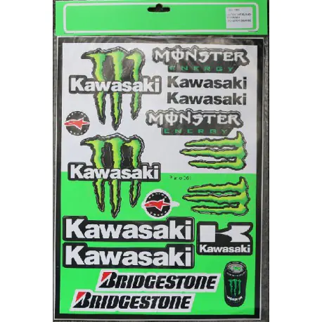 PLANCHE 40 cm X29 cm STICKERS AUTOCOLLANT KIT PLANO KAWASAKI MONSTER