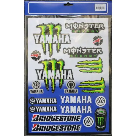 PLANCHE 40 cm X 29 cm STICKERS AUTOCOLLANT KIT PLANO YAMAHA MONSTER