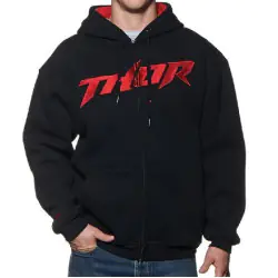 GILET SWEAT ZIPPE MOTO CROSS THOR CAPUCHE NOIR TAILLE M